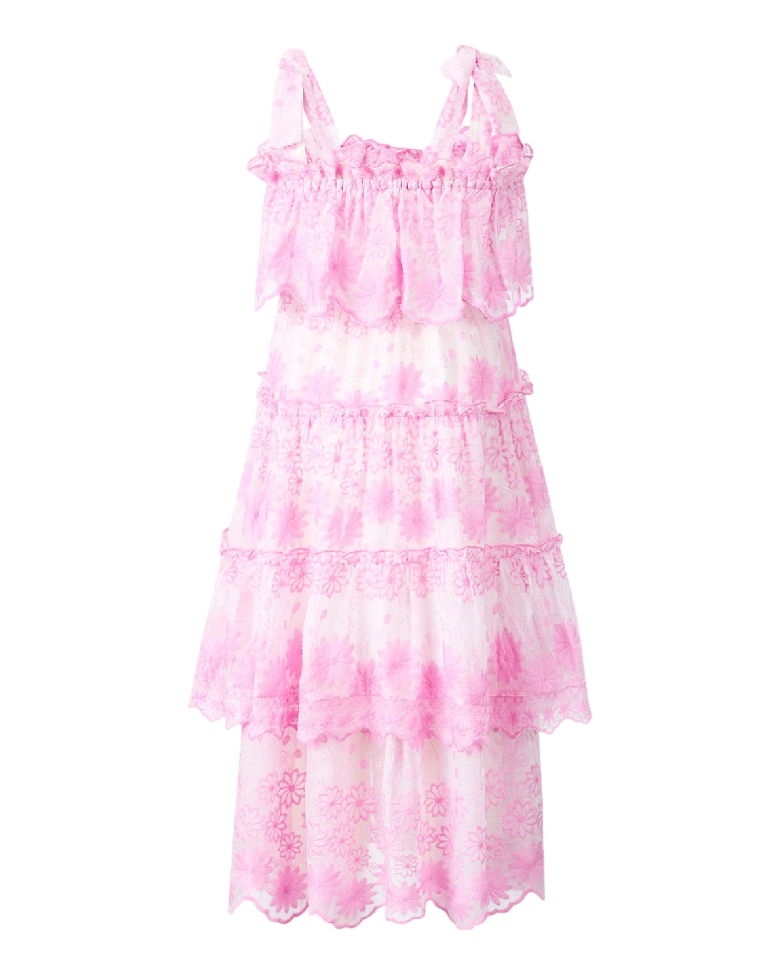 Embroidered Maxi Dress with Lace