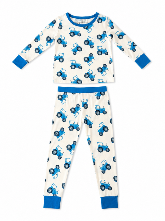 Blue Tractor Bamboo Pajama Set