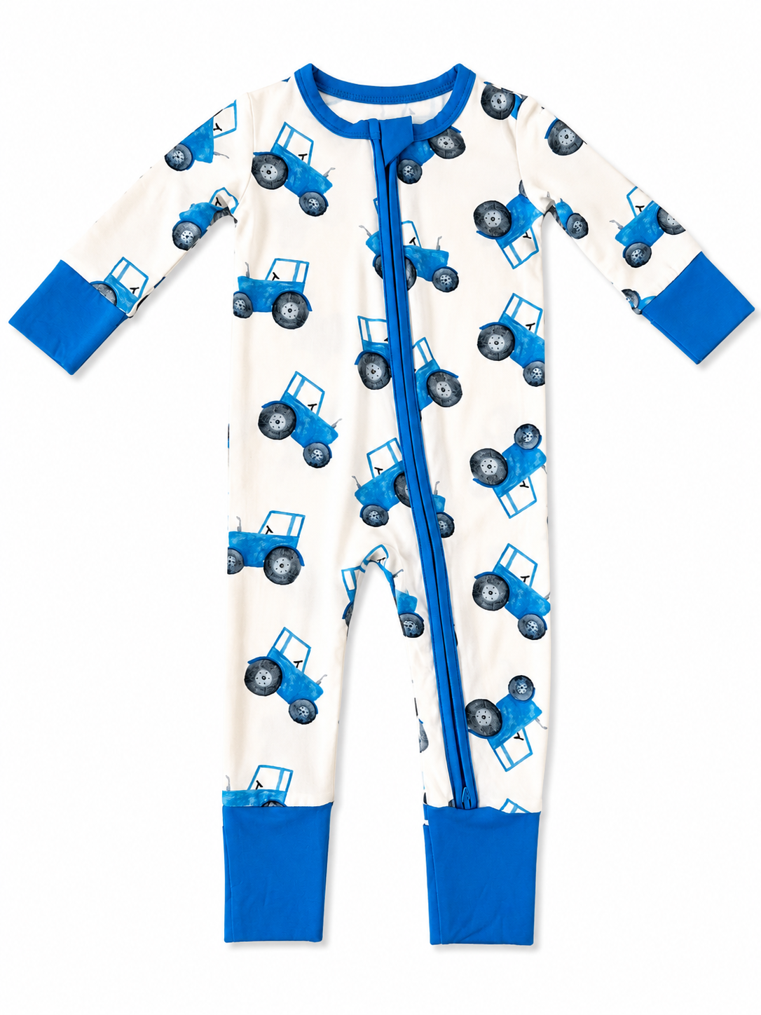 Blue Tractor Bamboo Onesie