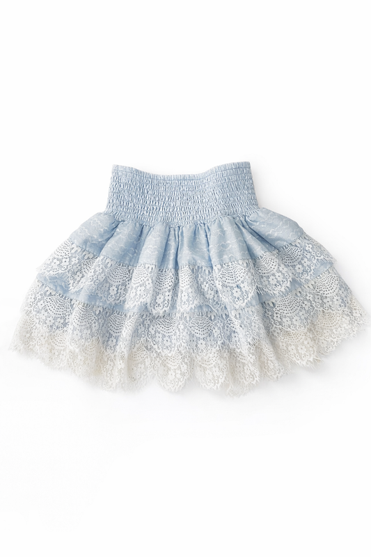 Gemma Girls Pastel Blue Heart Mini Skirt