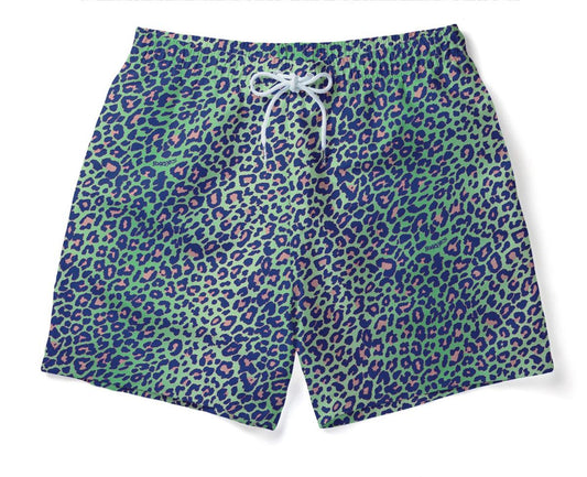 Leopard Lime Swim Trunks